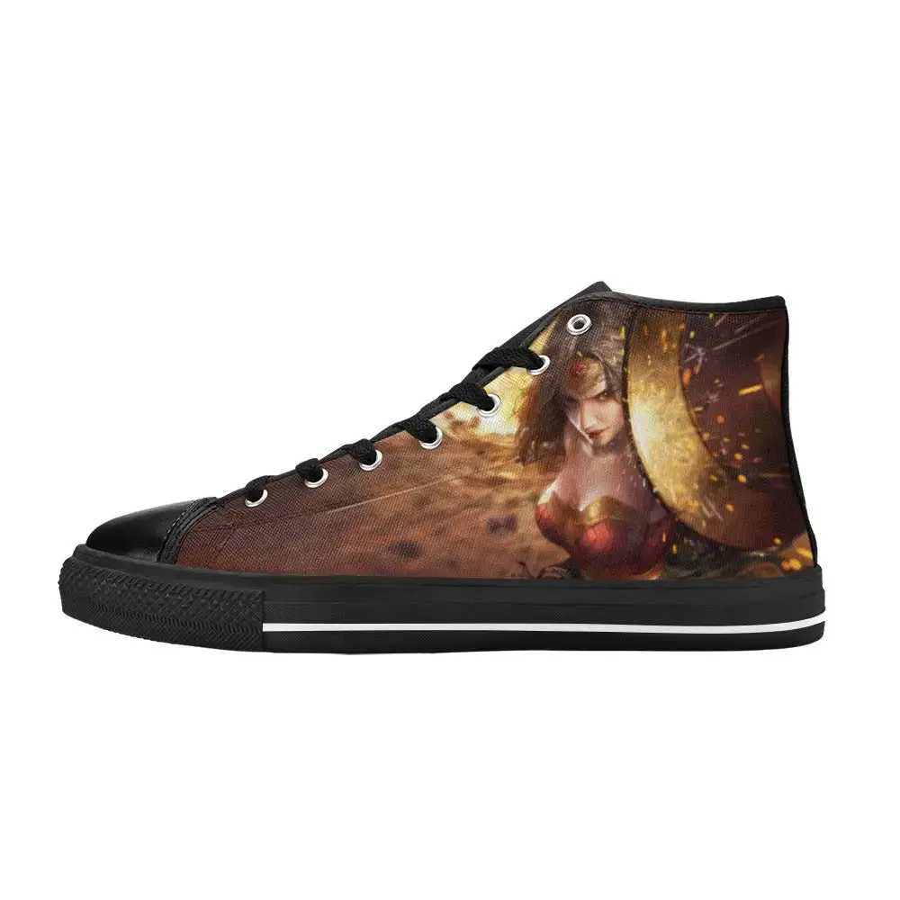 Superhero Wonder Woman Comic Shoes High Top Sneakers for Kids and Adults