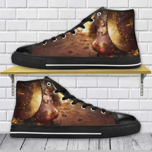 Superhero Wonder Woman Comic Shoes High Top Sneakers for Kids and Adults