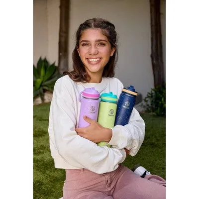Takeya 22oz Kids' Stainless Steel 2 Color Confetti Insulated Water Bottle with Straw Lid - Purple Love