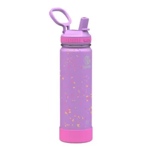 Takeya 22oz Kids' Stainless Steel 2 Color Confetti Insulated Water Bottle with Straw Lid - Purple Love
