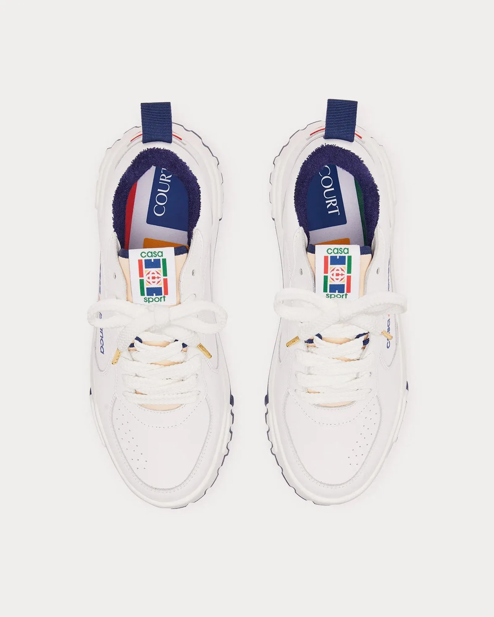 The Court White / Navy Low Top Sneakers