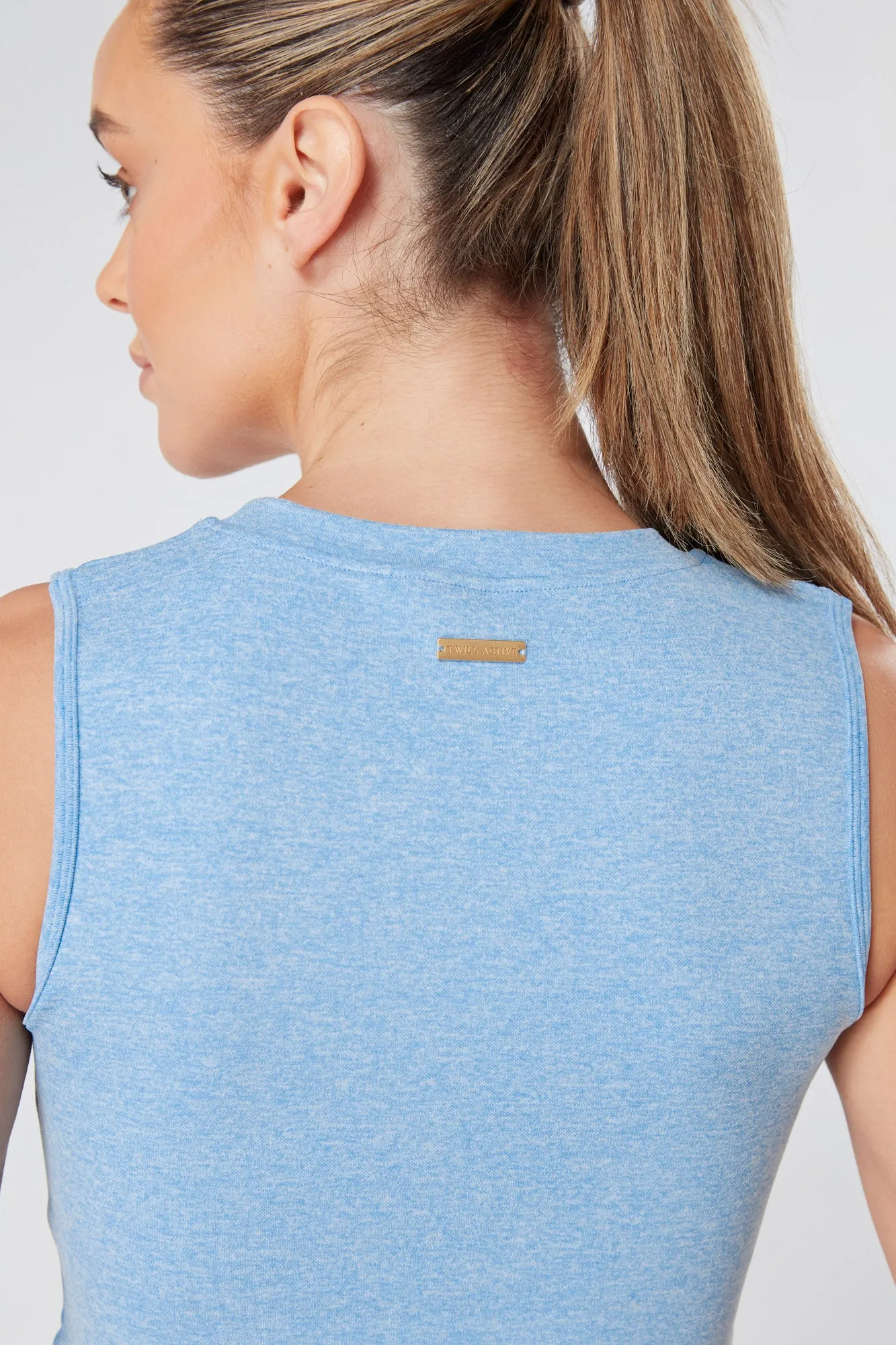 Twill Active Seamless Marl Laser cut Vest - Blue