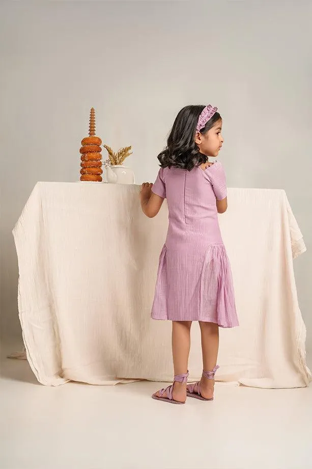 Twinkle Twinkle- Lavender Chanderi Silk Hand Embroidered Dress