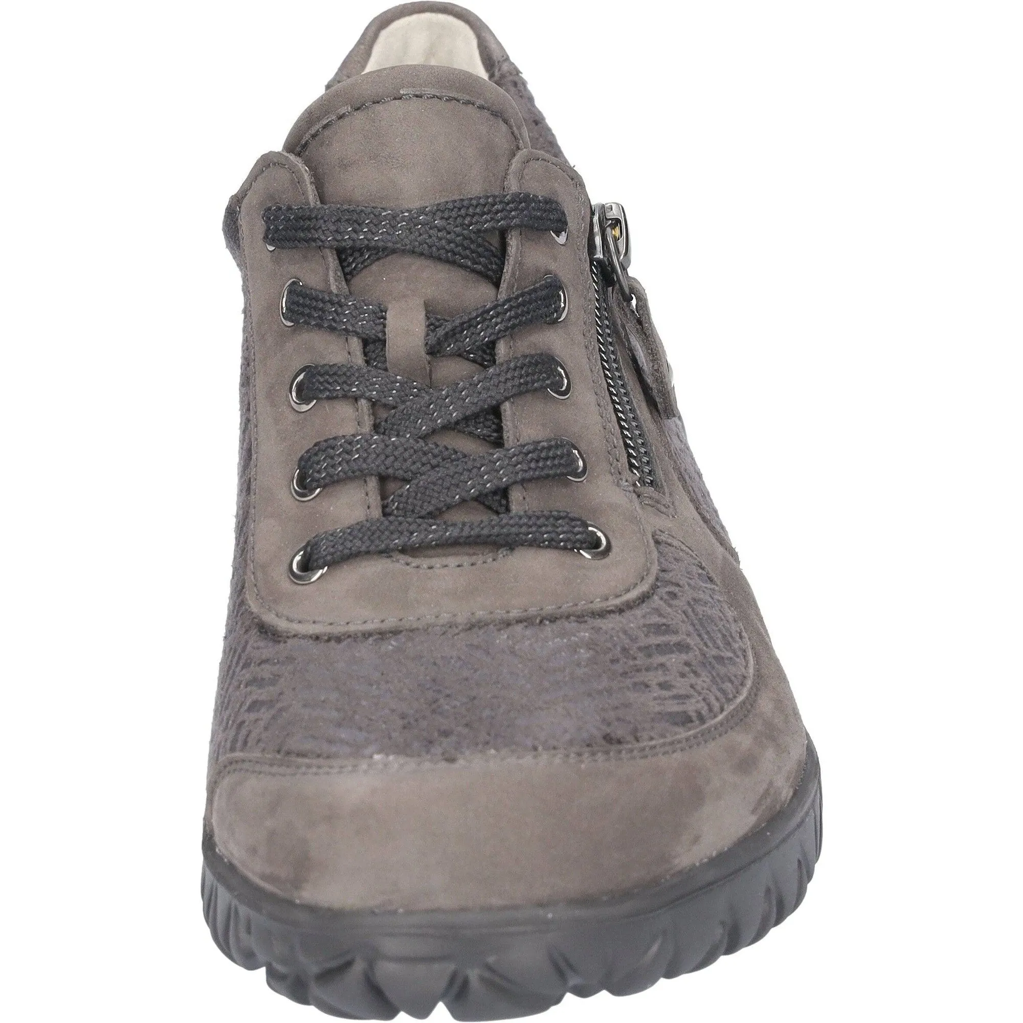Waldlaufer H89001 227 052 - Havy Soft Ladies Wide Carbon Nubuck Arch Support Zip & Lace Shoes