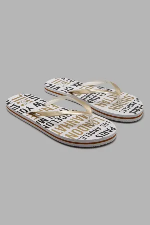 White Slogan Flip Flop