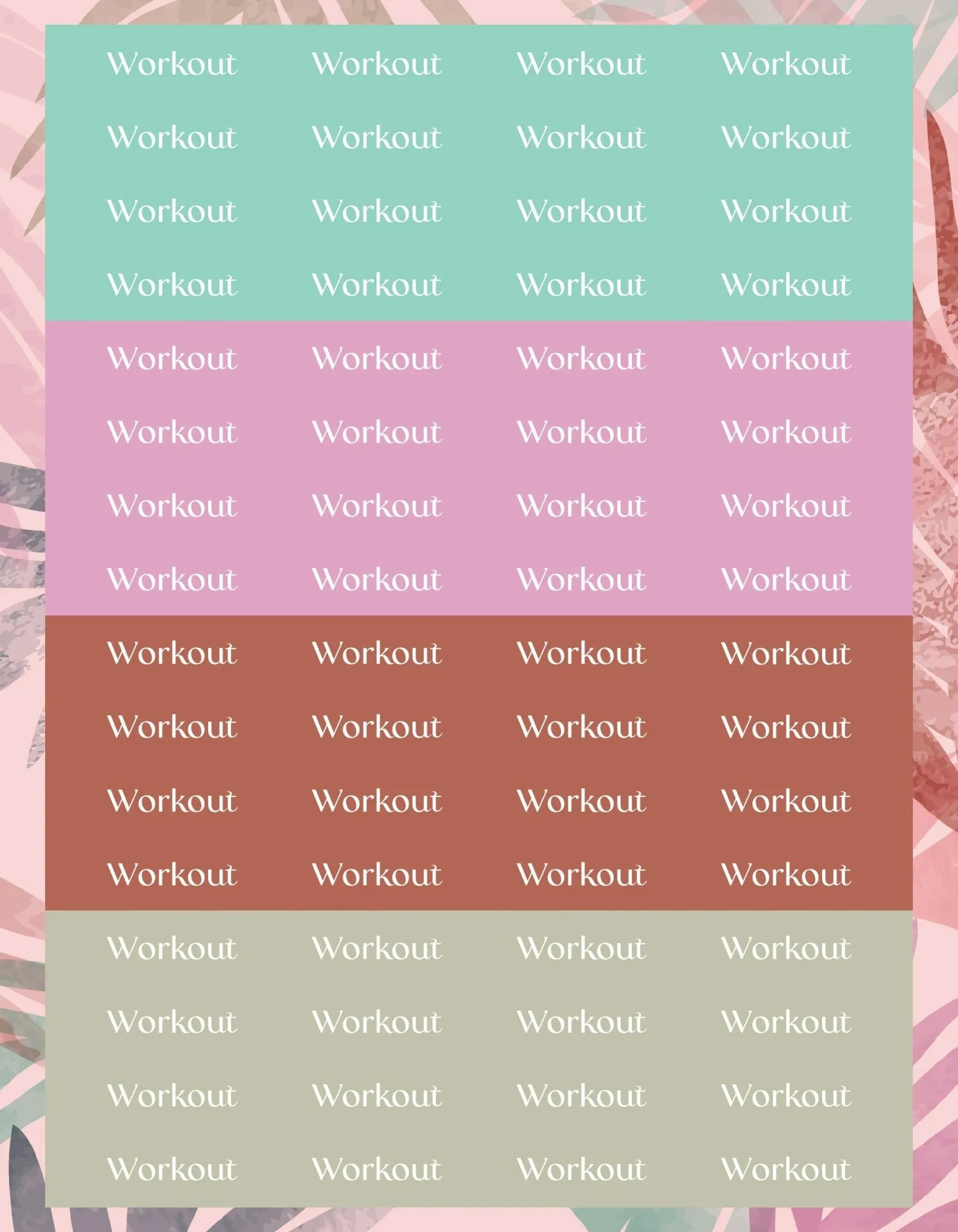 Workout Sticker Sheets - "Workout" (2 Sheets)
