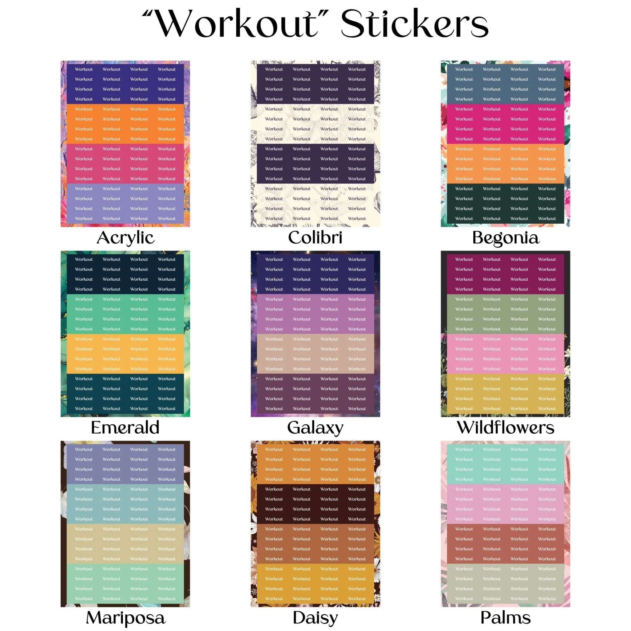 Workout Sticker Sheets - "Workout" (2 Sheets)