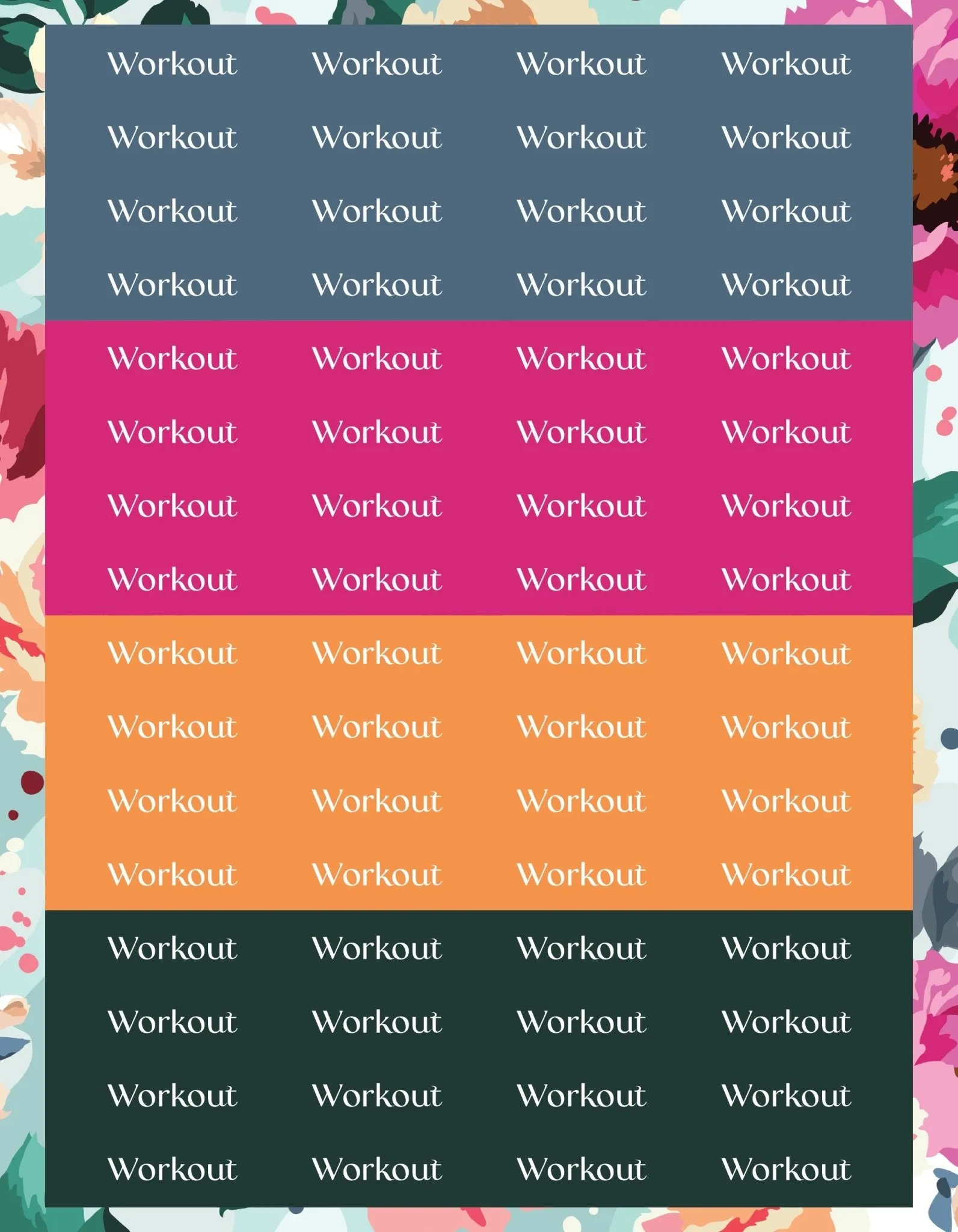 Workout Sticker Sheets - "Workout" (2 Sheets)
