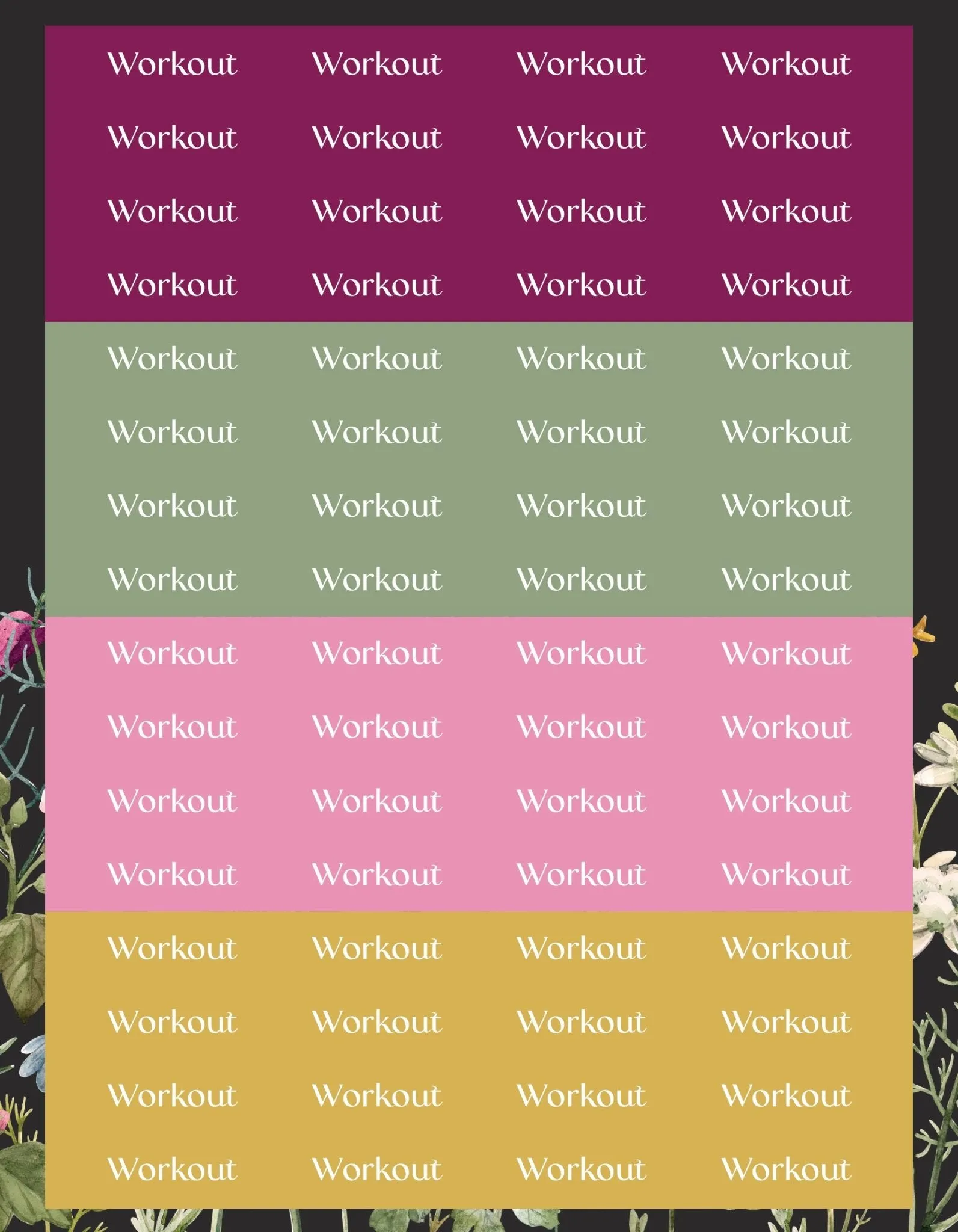 Workout Sticker Sheets - "Workout" (2 Sheets)